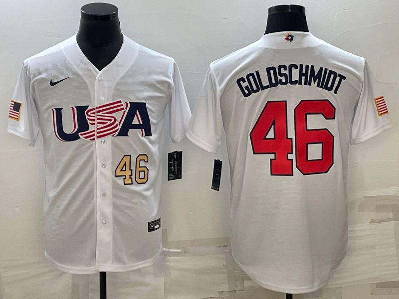 Men 2023 World Cub USA 46 Goldschmidt White Nike MLB Jersey2